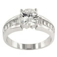 thumbnail image 2 of Precious Stars R06884R-C01-10 Precious Stars Silvertone Round and Baguette-Cut Cubic Zirconia Engagement Ring, 2 of 4