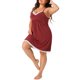 thumbnail image 4 of Noche de lencería para mujer Agnes Orinda, pijama de talla grande con tirantes de encaje, vestido de noche tipo babydoll, escote en V, 4X, rojo, 4 of 6