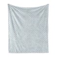 thumbnail image 1 of Dot Soft Flannel Fleece Throw Blanket, Abstract Geometric Pattern with Dots Arranged as Flower Motifs, Cozy Plush for Indoor and Outdoor Use, 50" x 60", Pale Blue Dark Teal, by Ambesonne, 1 of 6