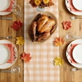 thumbnail image 5 of Fall Blue Pink Pumpkins Table Runner - 90 Inch Long Thanksgiving Harvest Brown Plaid Cotton and Linen Blended Dress Scarves Farmhouse Table Runner for Kitchen Dining, Coffee Table, 13" x 90", 5 of 8