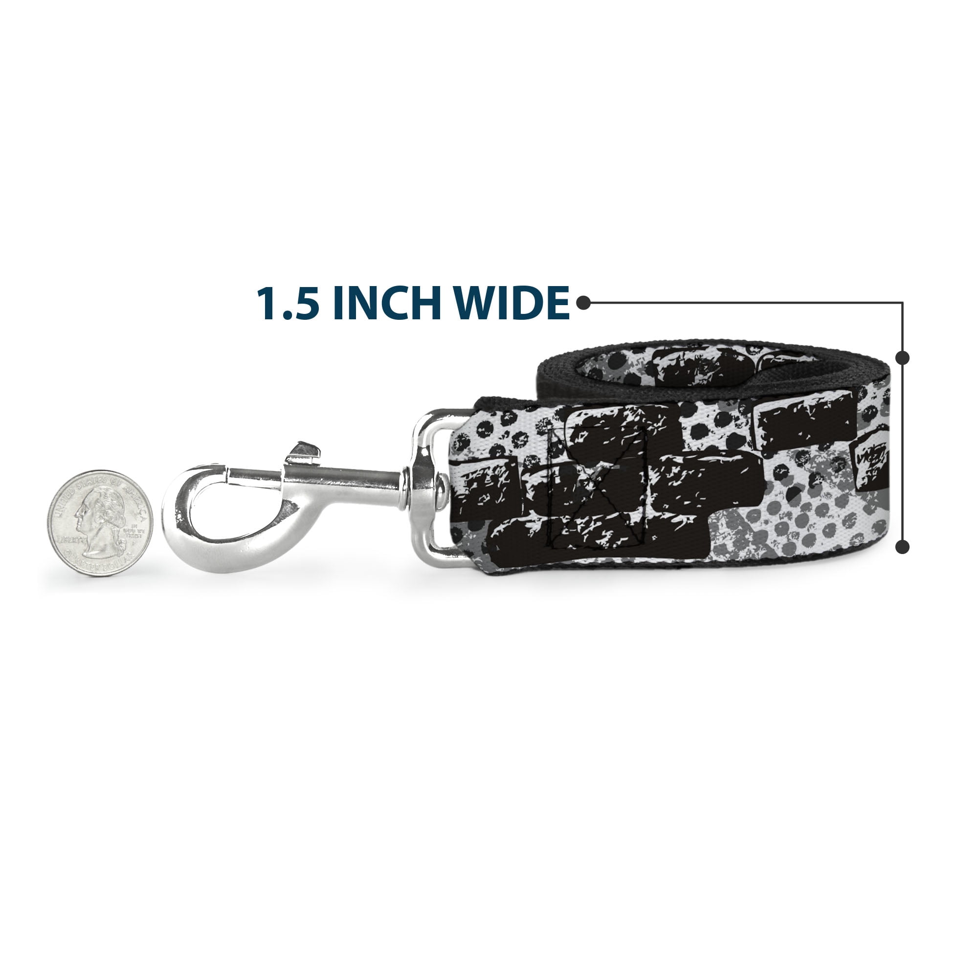 Buckle-Down Pet Leash, Dog Leash, Grunge Bricks Black White, 6 Feet Long 1.0 Inch Wide
