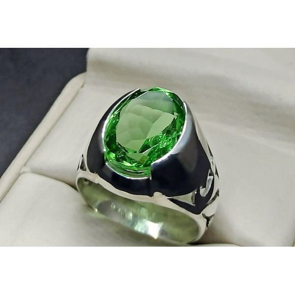 Oval Cut 5 Carat Dark Green Peridot Women Ring Sterling Silver 925 Handmade Green Beryl Ring Peridot Bezel Ring Fresh Green Peridot Sterling Silver 925 Handmade Ring, High Quality Peridot Ring