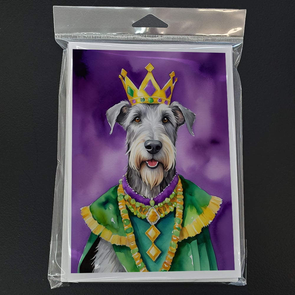 Irish Wolfhound King of Mardi Gras Greeting Cards Pack of 8 7 in x 5 in