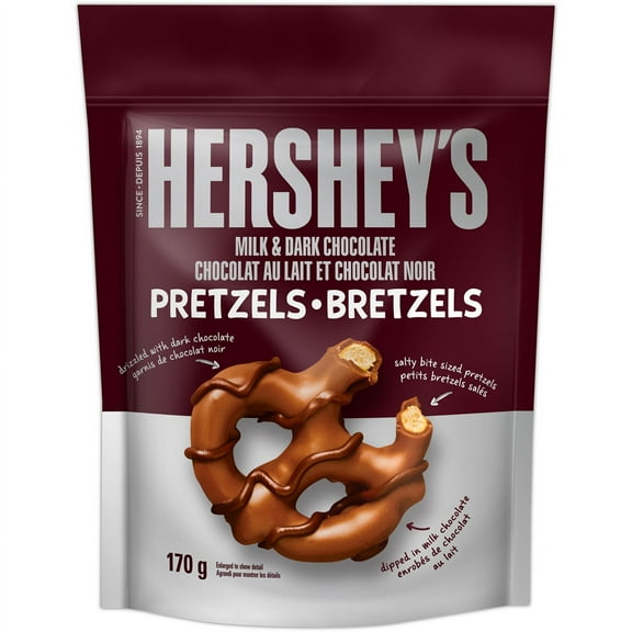 Hershey's Milk & Dark Chocolate Pretzels, 170g/6 oz. Bag {Imported from Canada}