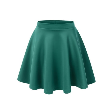 MBJ WB211 Womens Basic Versatile Stretchy Flared Skater Skirt XS JADE