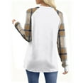 thumbnail image 6 of Womens Fashion Long Sleeved Shirt Checkered T-shirt Casual Wear Round Neck Lightweight Casual Top Basic Fall Clothes Outfits Winter Clothing, 6 of 7