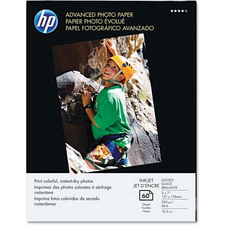 Q8690A Advanced Photo Paper, 56 lbs., Glossy, 5 x 7, 60 Sheets/Pack