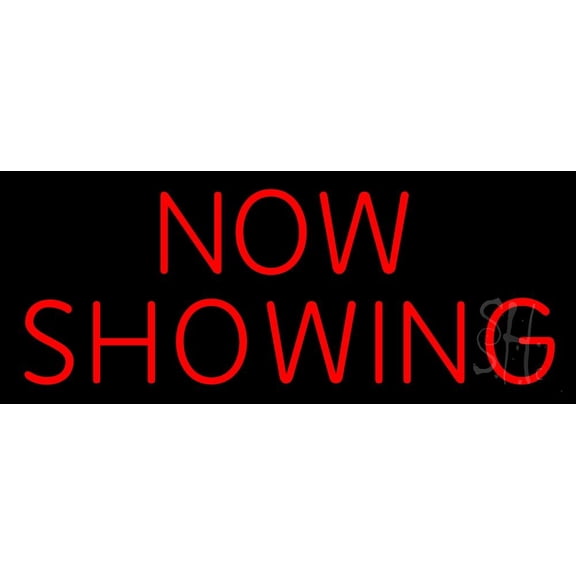Now Showing LED Neon Sign 10" Tall x 24" Wide - inches Black Square Cut Acrylic Backing, with Dimmer - Premium built indoor Sign for Storefront, Store interior, Café, Events, Cinema.