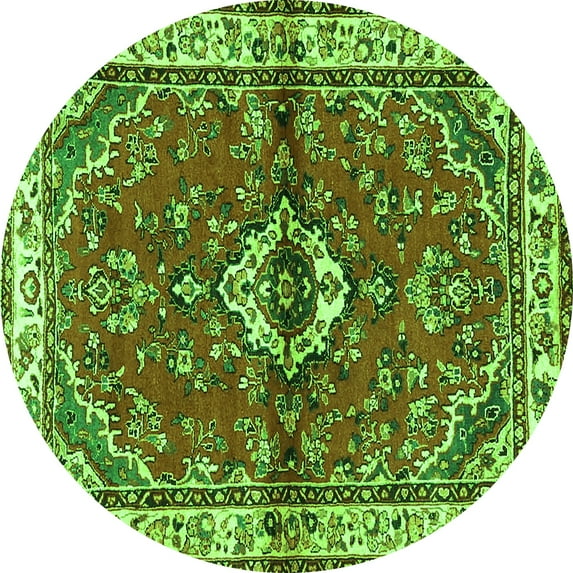 Ahgly Company Indoor Round Persian Green Traditional Area Rugs, 3' Round