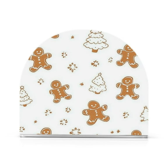 Gingerbread Men and Christmas Thick U Shape Acrylic Napkin Holder Non Slip Space Saving for Kitchen