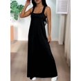 thumbnail image 6 of Women'S Two-Piece Sleeveless Square Neck Tank Maxi Dress with Built-in Crop Top Black XL, 6 of 9