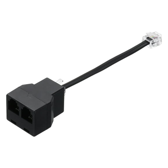 Uxcell Phone Jack Splitter RJ11 6P4C Telephone Line 2 Way Splitter Adapter for Landline 0.5ft Black