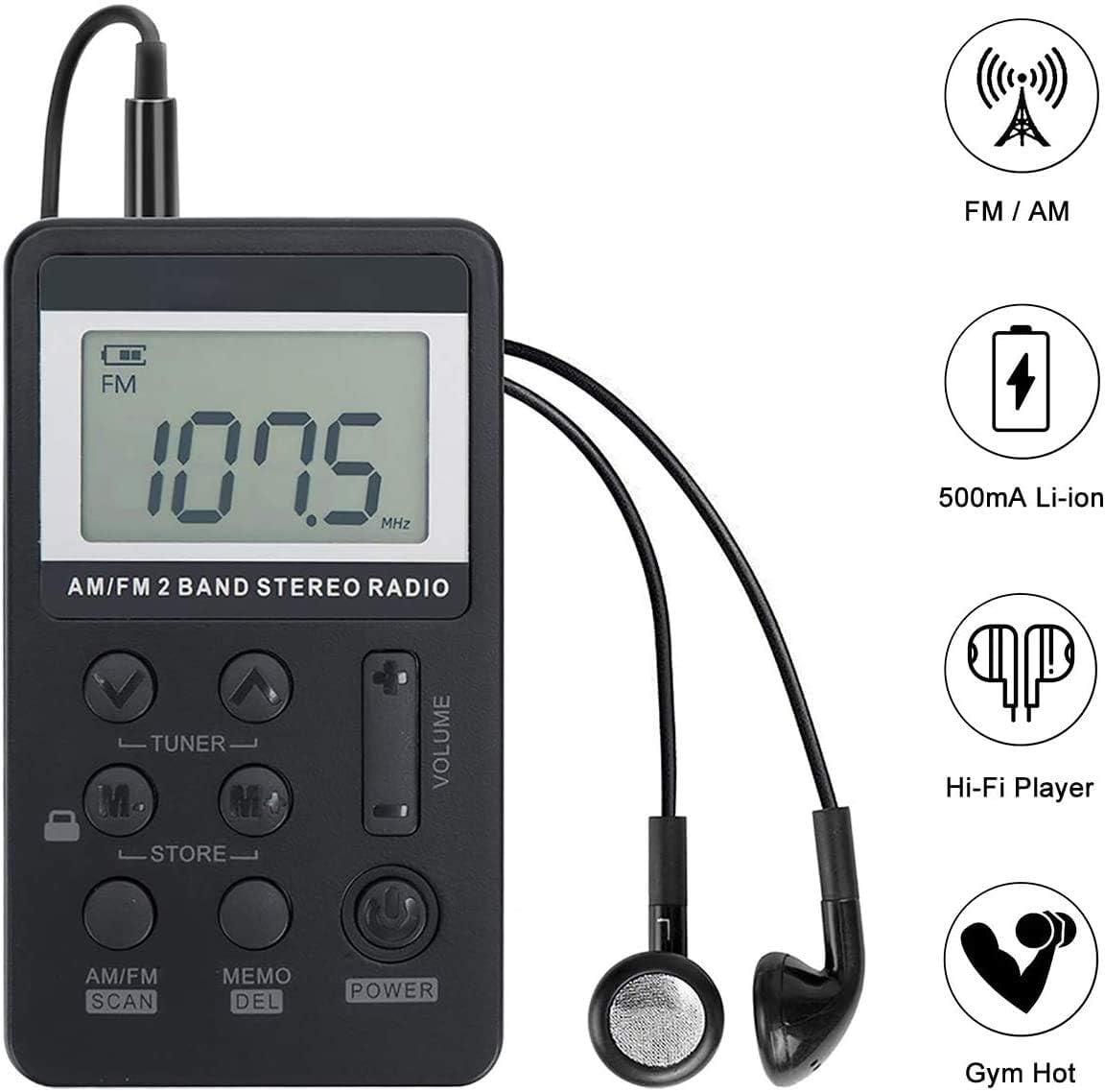FM/AM Radio,Mini Portable Radio,Walkman,Personal Radio Headset