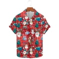 thumbnail image 5 of Men's Christmas Shirt Xmas Hawaiian Shirts Santa Claus Reindeer Shirt Funny Snowman Printed Blouse Button Down Shirts Christmas Lapel Pullover Soft Comfortable Vacation Tops for Men S-5XL, 5 of 5