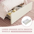 thumbnail image 4 of Amolife Twin Size LED Bed Frame with Drawer, Velvet Upholstered Platform Bed Frame with Adjustable Wavy Headboard , Cream, 4 of 9