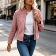 thumbnail image 5 of Faux Suede Zip-Up Cropped Jackets For Women Fall Collared Long Sleeve Trendy Casual Loose Coats With Pockets S-XXL, 5 of 7