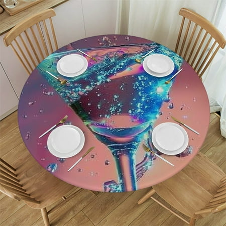 

Patifu Holographic Martini Round Tablecloth Stain-Resistant Washable Indoor Outdoor Table Cloth for Restaurants Weddings Parties Home 46 -50