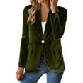 thumbnail image 2 of Women's Velvet Blazer Suit Jackets Business Casual Button Up Fall Winter Outerwear Work Office Coats 2025 Army Green XL, 2 of 5