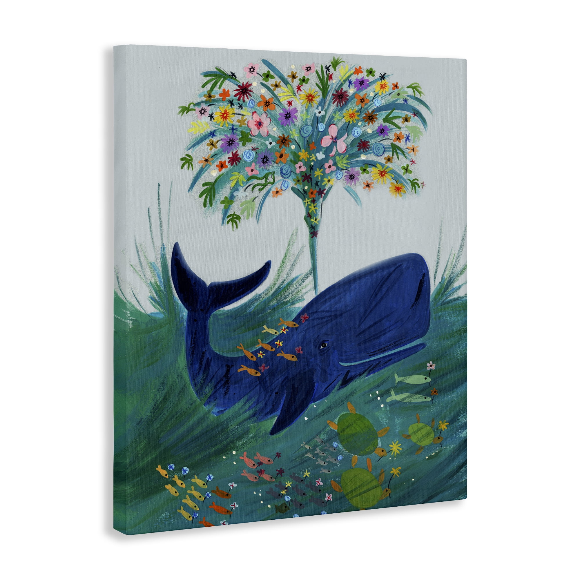 Stupell Industries A Flowery Whale Canvas Wall Art, design by Kay Widdowson