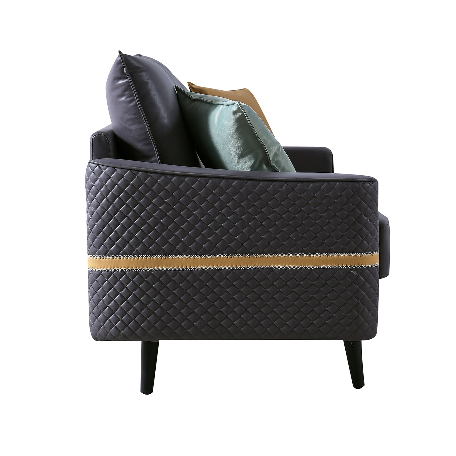 Kadyn Mid-Century Tufted Love Seat with 2 Pillows, Modern Futon Sofa Bed for Living Room, 72 inch Sofa Couch, Dark Gray