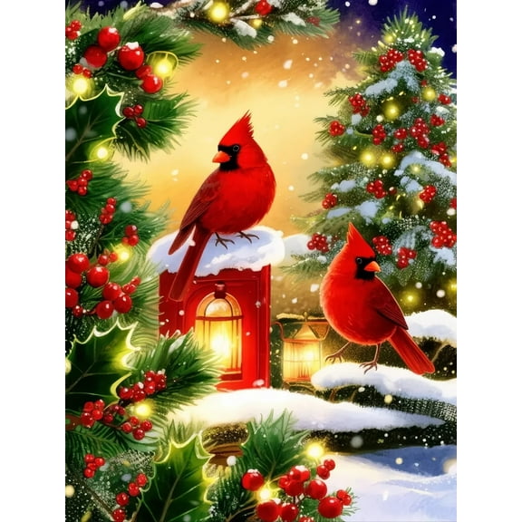 Winter Cardinal Christmas 300 Pieces Puzzle for Adults,Bird Jigsaw Puzzles 300 Pieces Family Decoration,Holiday Party Gifts Puzzles