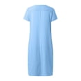 thumbnail image 4 of Vestido informal de encaje para mujer: cuello redondo, manga corta lisa, vestido de fiesta elástico y suave, 4 of 5