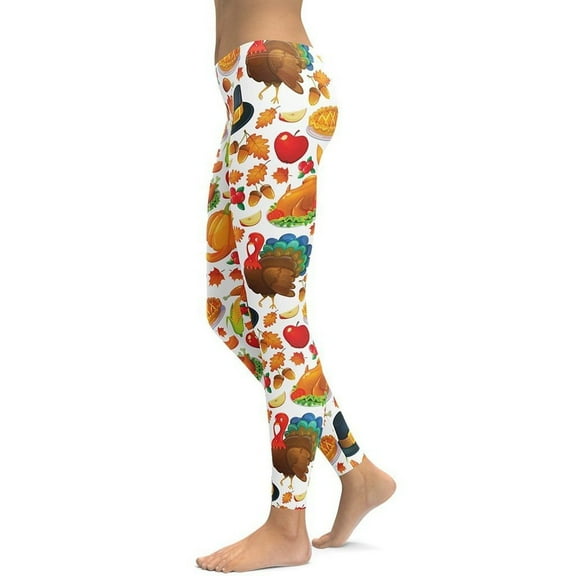 Thanksgiving Pattern Leggings Size: XS for Women | FIERCEPULSE
