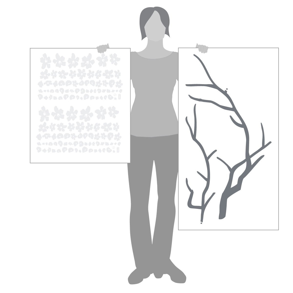 Large Japanese Cherry Blossom Tree Branch Vinyl Decal Wall Sticker | Girls Flowery Room Décor