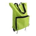 thumbnail image 2 of Foldable Cart Bag, Sturdy Zipper Foldable Shopping Cart Large Capacity Portable With Wheels For Traveling Green, 2 of 8