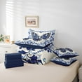 thumbnail image 6 of Manfei Vintage Butterfly 7-Piece Bedding Sets Twin Size, Blue Diamond Damask Comforter Sets with Sheets, Baroque Flower Floral Bedding Accessories, Super Cozy Room Decor, 6 of 8