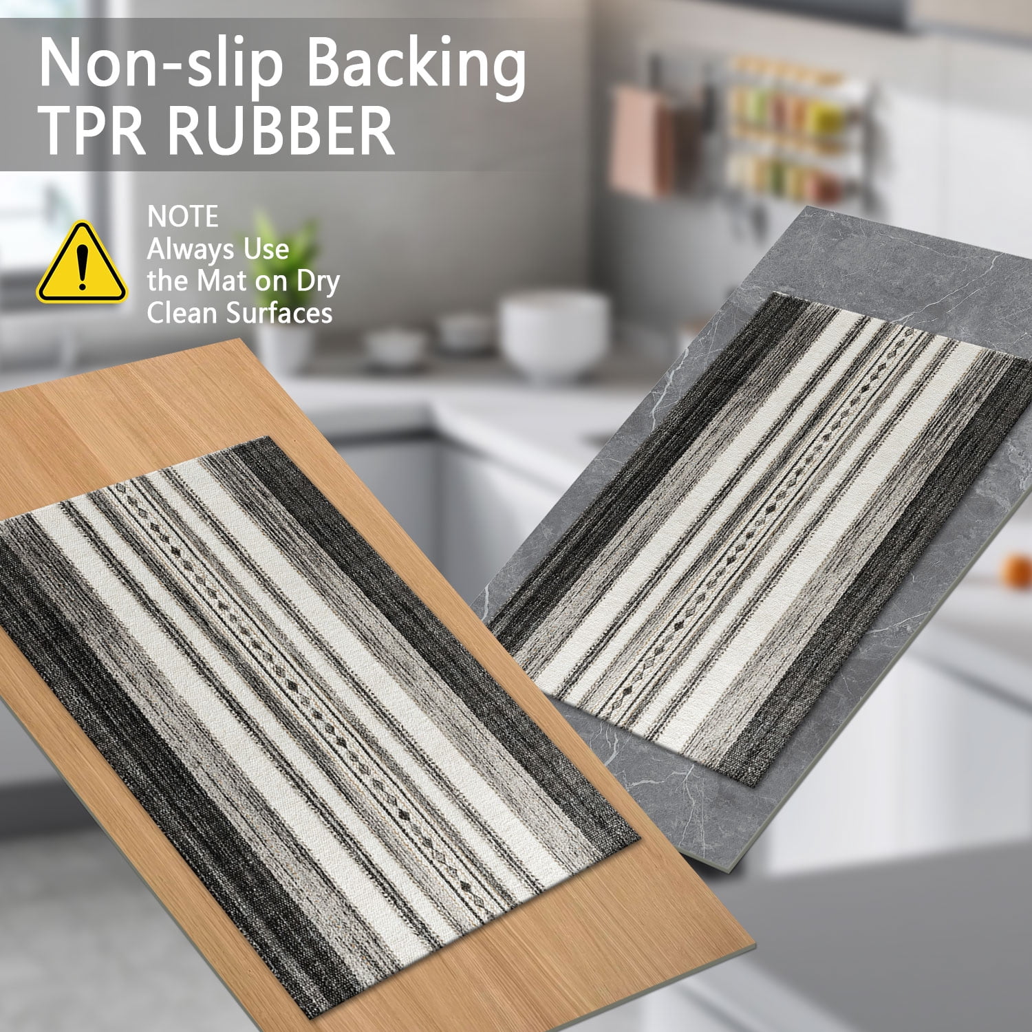 3 Piece Kitchen Rug Set, Non-Slip And Washable, Abstract Pattern Kitchen Hallway Rug, Soft And Comfortable, Suitable For Sinks, Floors, Entrances, Hallways and Bathrooms
