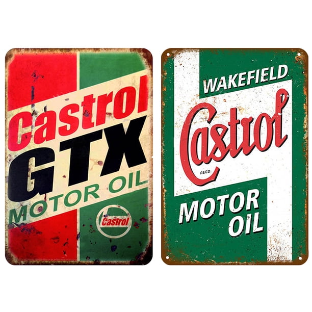 Placa Metal Vintage Kit Pintura Hierro Rectangular Al Óleo Castrol 20x30cm 2 Uds.