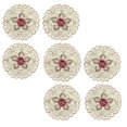 thumbnail image 1 of Oleegame Ensemble de 4 Napperons Ronds Floraux Blancs Brodés en Dentelle Rose, 1 of 6