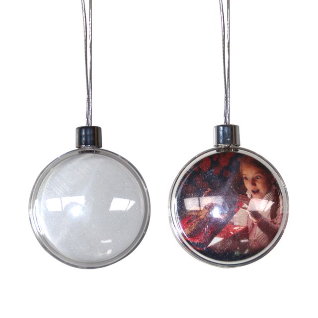 Bola de Navidad Sublimación Adorno de Navidad en blanco Bola plana de plástico transparente Adornos de Navidad de sublimación de 8 CM