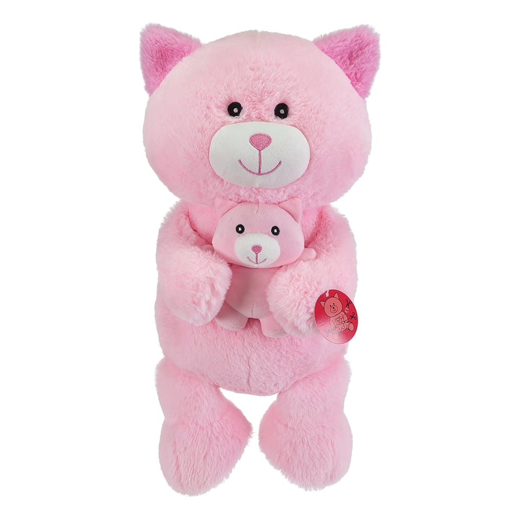 Kid Connection soft animal mama with baby 14''H Cat