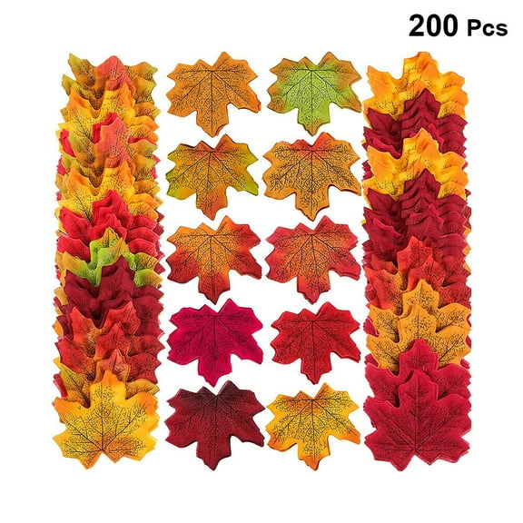 Stri 200pcs 8cm Artificial Maple Leaves Multicolor Autumn Fall Leaf Party Decor for Art Scrapbooking Wedding Bedroom Wall Craft