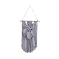 thumbnail image 4 of Tapiz de pared de macramé con borlas y hojas, tapiz tejido, decoración de pared bohemia para Gris, 4 of 9