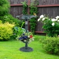 thumbnail image 4 of Gymax Solar Bird Bath Standing Pedestal Birdbath & Feeder Combo w/ Lotus Leaf Bowl Bronze, 4 of 10