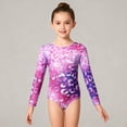 thumbnail image 5 of BJUTIR Girls 2 Piece Sets Long Sleeve Performance Leotard With Glitter Print And Matching Shorts Hair Scrunchie For Dance Gymnastics Stage Stylish Matching Set Size 8-9 Years, 5 of 9