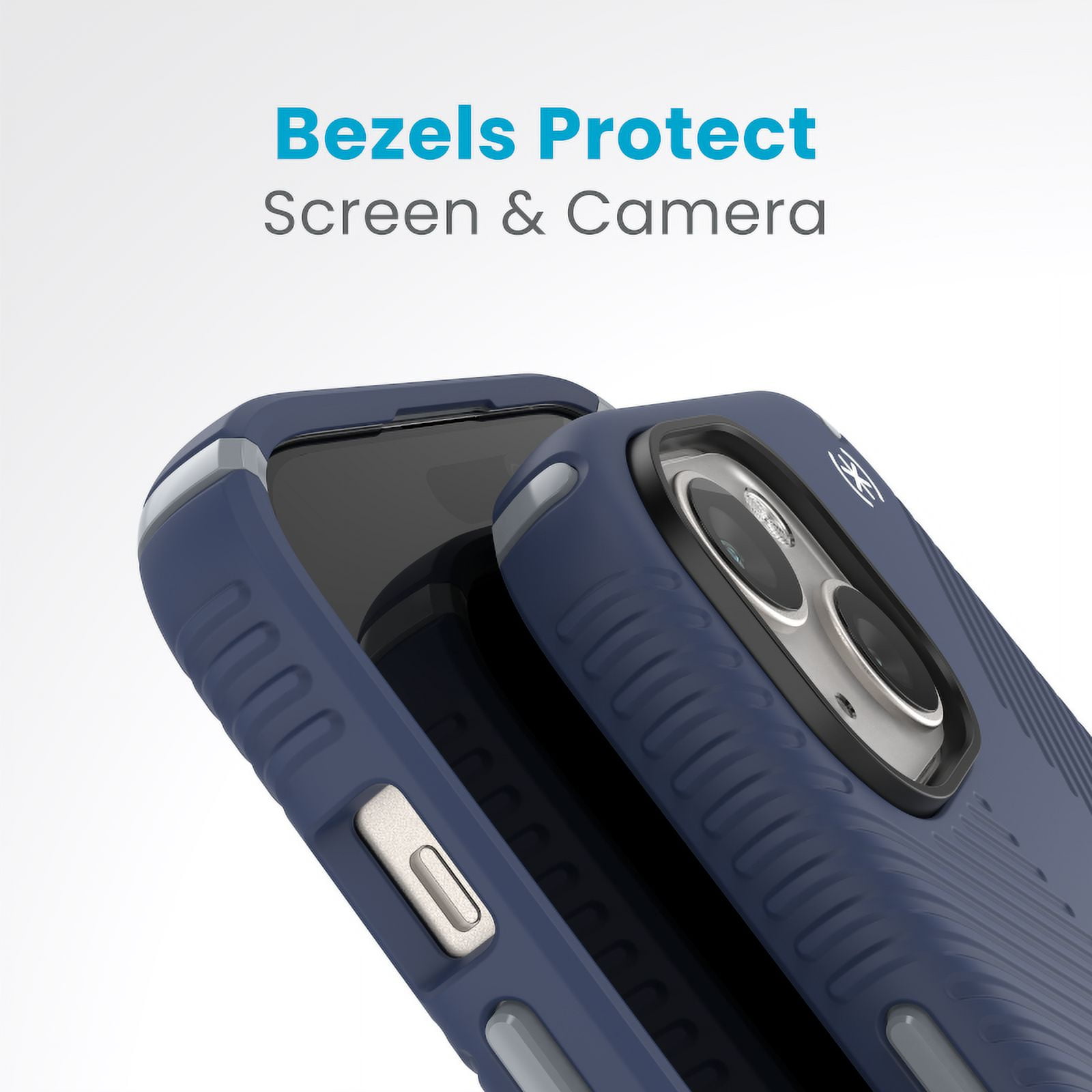 Speck iPhone 15 Case-Presidio2 Grip-ClickLock-MagSafe-6.1 Inch Phone Case-Coastal Blue/Dust Grey/White