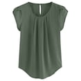 thumbnail image 7 of Aboser Chiffon Blouses for Women Elegant Batwing Short Sleeve Shirts Flowy Double Layered T Shirt Casual Pleated Front Tunic Tops Lightweight Crewneck Blouse Pink M, 7 of 7