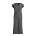 thumbnail image 7 of VBVC Women's 2 Piece V-Neck Drawstring Set,Ladies Sleeveless Top and Wide Leg Pants,Summer Dressy Outfit for Women,Gray,S-2XL, 7 of 7