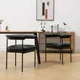 thumbnail image 3 of Dayalane Modern Dining Chairs Set of 2, Upholstered Faux Leather Side Chairs with Barrel Backrest and Black Metal Legs, Accent Kitchen Chairs for Dining Room Living Room, Black, 3 of 8