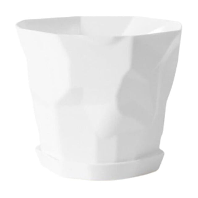 Plastic Flowerpot with Tray Ornamental Shock-proof Succulents Flowerpot for Kitchen Hotel Nursery Garden Planter Stable Lightweight Plant Pots Home White