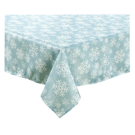 

Snowflake Fabric Tablecloth Blue with White Snowflakes Laura Ashley (52 x 70 Rectangle)