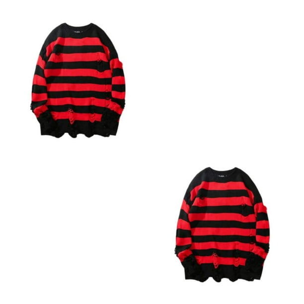 Goriertaly Red Sweater Trendy Punk Style Hiphop Lovers Exquisite