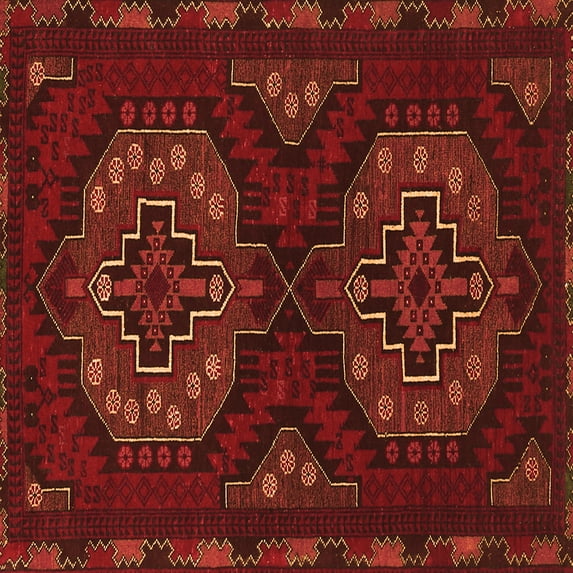 Ahgly Company Indoor Square Persian Orange Traditional Area Rugs, 8' Square