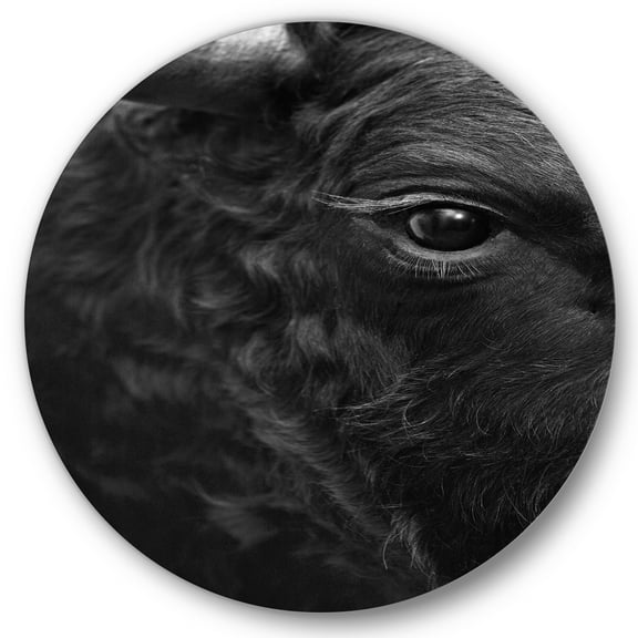Designart 'Close Up Of Eye Of A Bull' Farmhouse Circle Metal Wall Art 36x36 - Disc of 36
