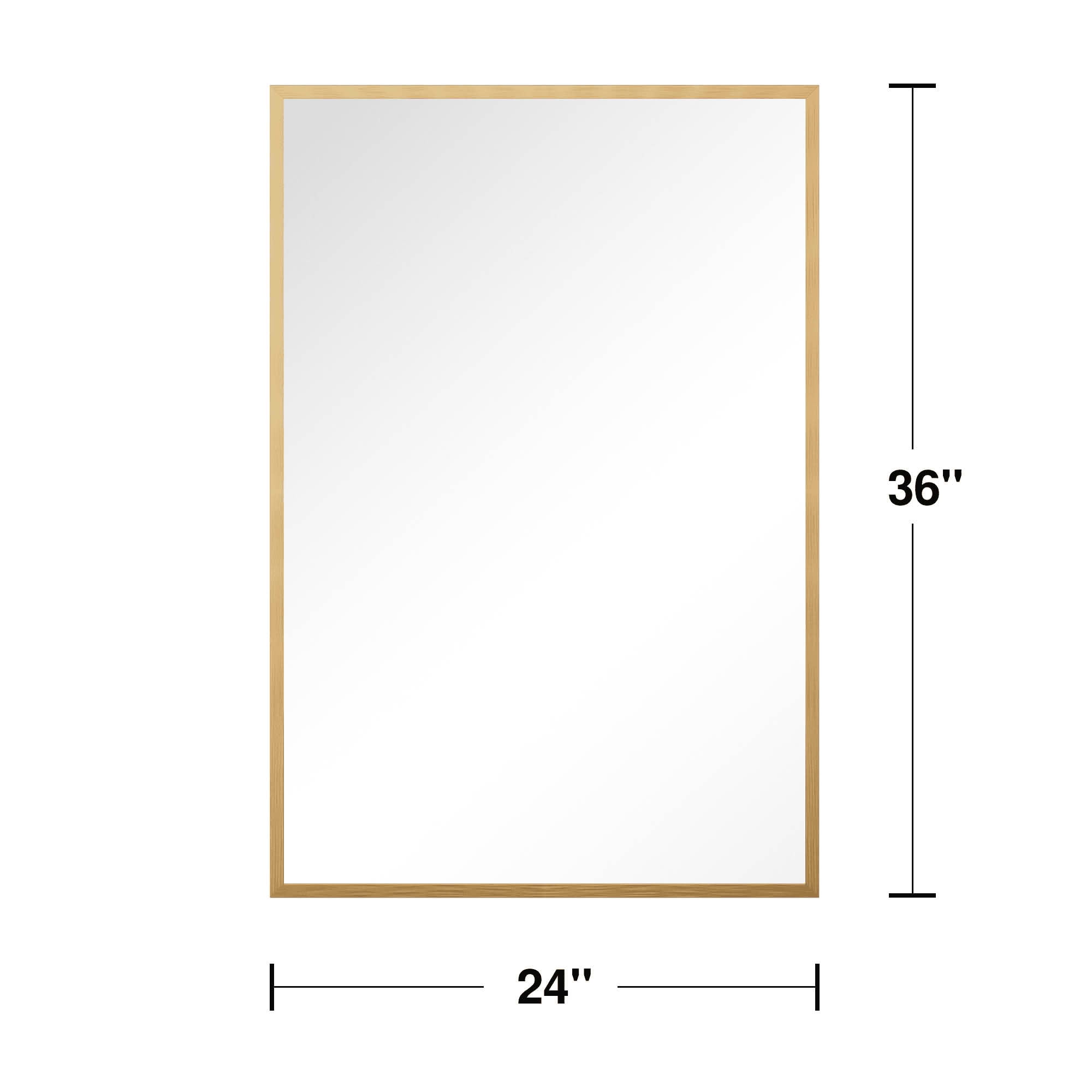 MAYEERTY 36x24x1 Inch Gold Thin Edge Aluminum Right Angle Rectangular Wall Mounted Mirror, Double Sided for Bathroom