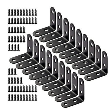 18Pcs Corner Brace Sets Black Stainless Steel 90 Degree Right Angle Brackets